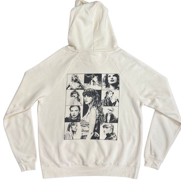 RARE 2024 Authentic Eras Tour Beige Cream Hoodie Black Logo Taylor Swift Small - Picture 4 of 6